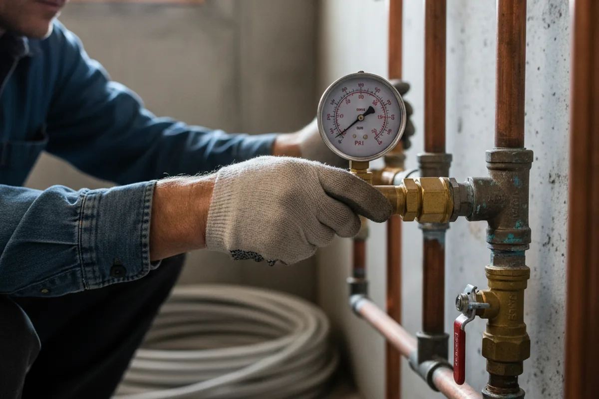 Pressure testing a repaired line during Water Line Repair in Maricopa